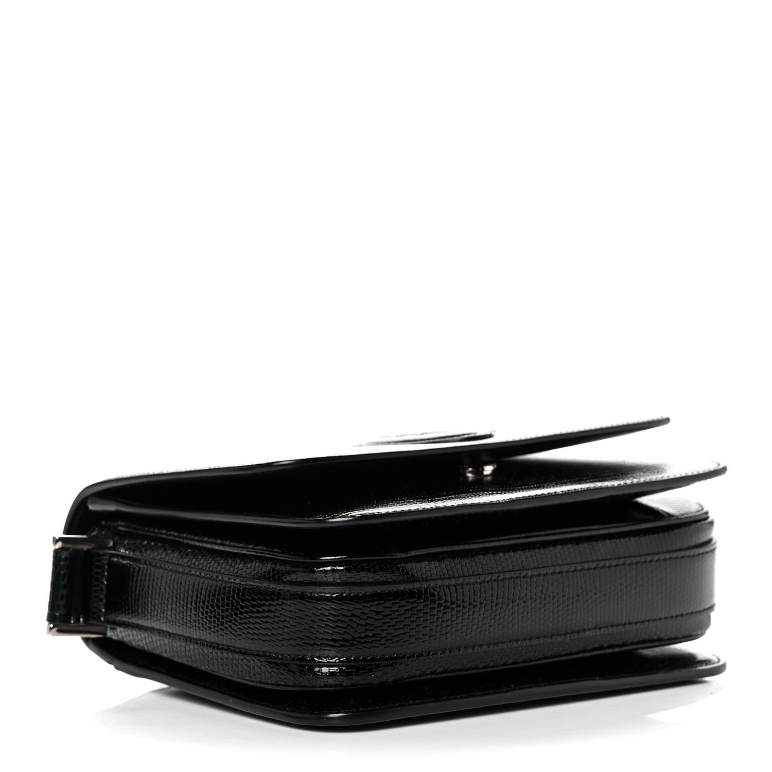 Saint Laurent Calfskin Lizard Embossed Le 61 Shoulder Bag Black 4 of 14