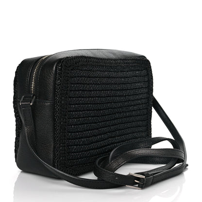 Saint Laurent Raffia Canvas Monogram Lou Camera Bag Black 2 of 8