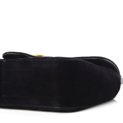 Gucci Velvet Matelasse Small GG Marmont Shoulder Bag Black 7 of 14