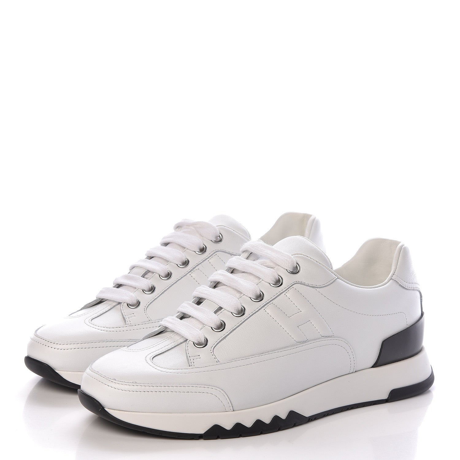 Hermes Calfskin Womens Trail Sneakers 37 White 3 of 9