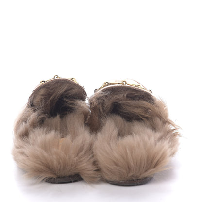 Gucci GG Monogram Fur Mens Princetown Slippers 9 Beige Ruggine Rust 5 of 9