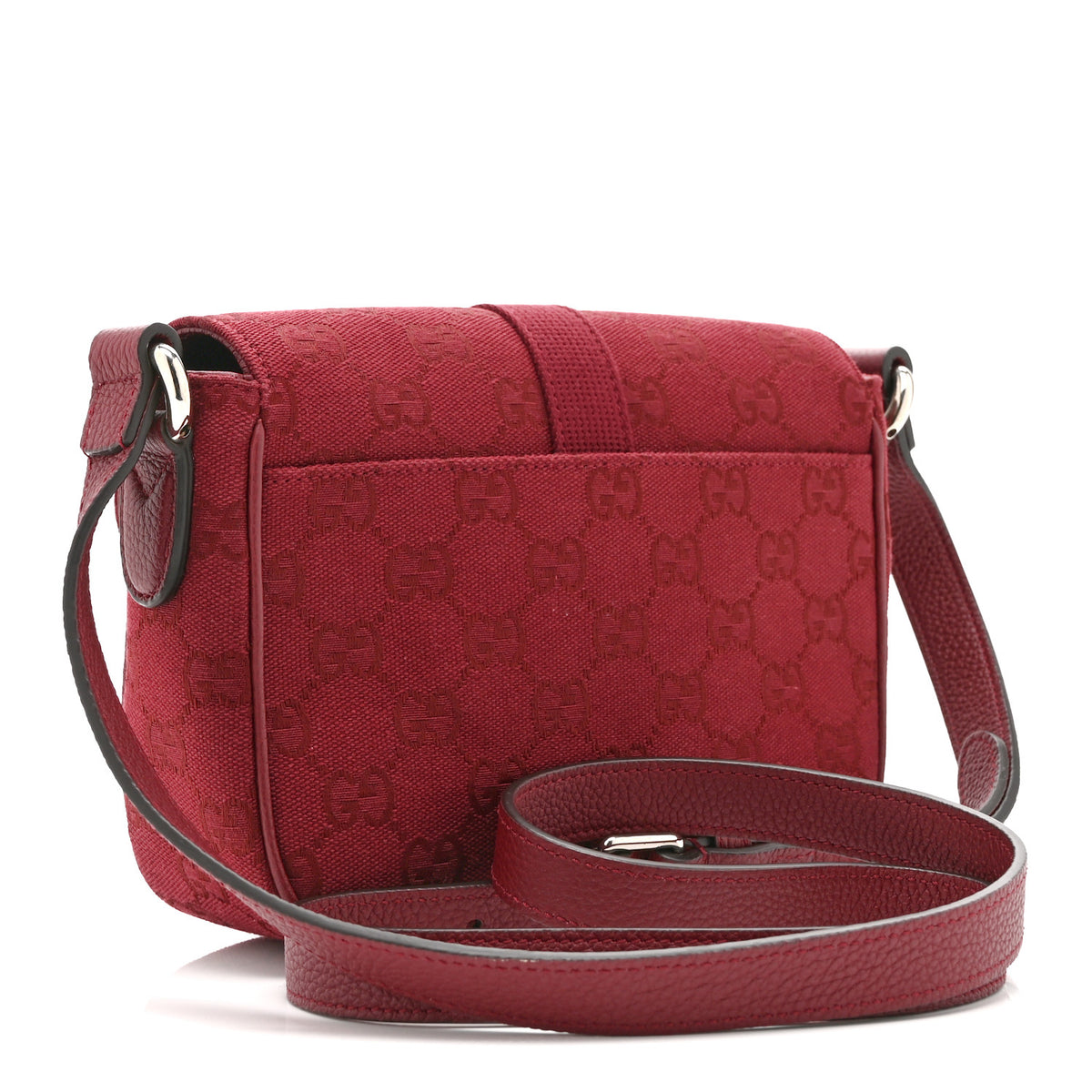 Gucci Monogram Textured Dollar Calfskin Web Mini Messenger Bag Rosso Ancora 3 of 10