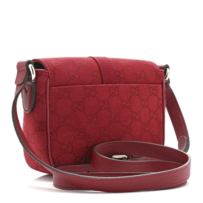Gucci Monogram Textured Dollar Calfskin Web Mini Messenger Bag Rosso Ancora 3 of 10