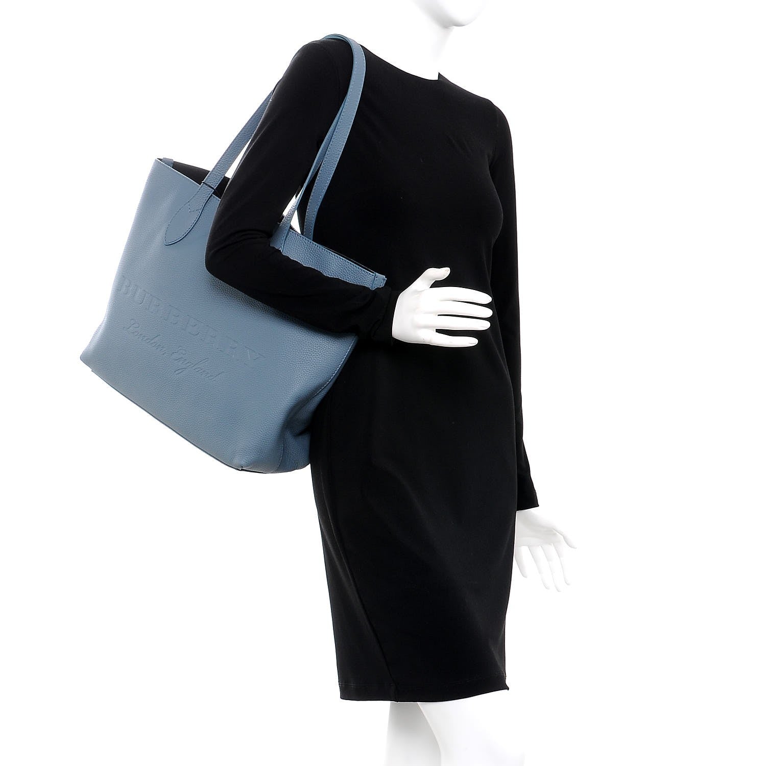 Burberry Grainy Calfskin Remington Tote Dusty Teal Blue 2 of 9