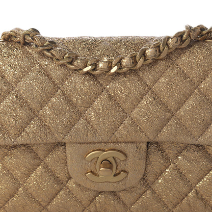 Chanel Metallic Crackled Calfskin Quilted East West Flap Dark Gold 10 of 11
