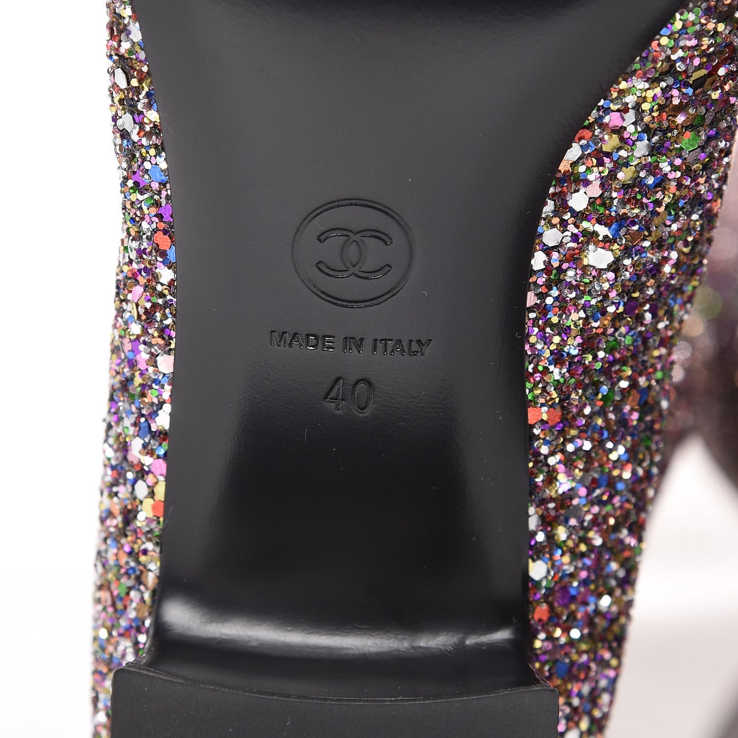 Glitter Patent Calfskin Cap Toe Fantasy High Boots 40 Multicolor Black