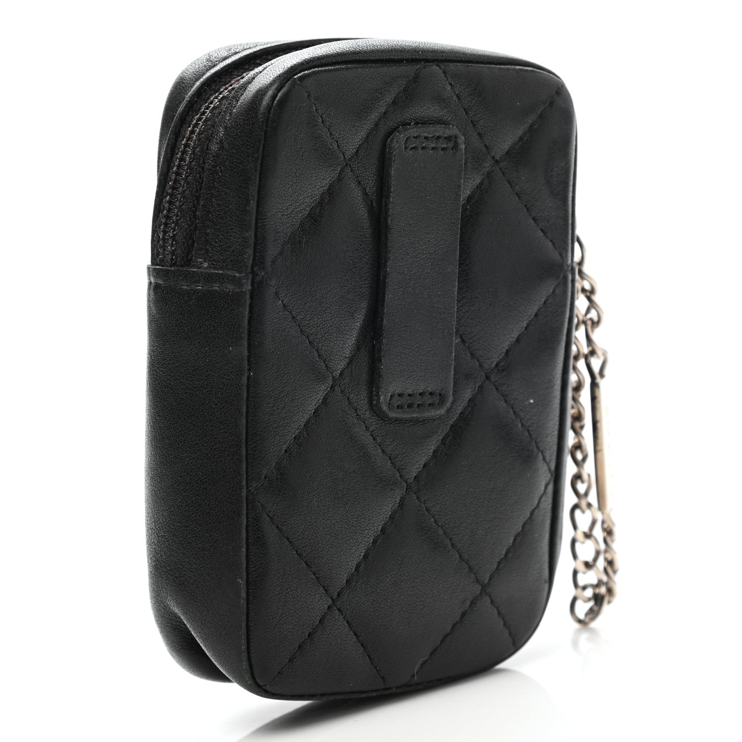 Chanel Calfskin Quilted Cambon Zip Around Cosmetic Pouch Black 5 of 14