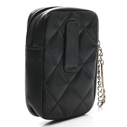 Chanel Calfskin Quilted Cambon Zip Around Cosmetic Pouch Black 5 of 14