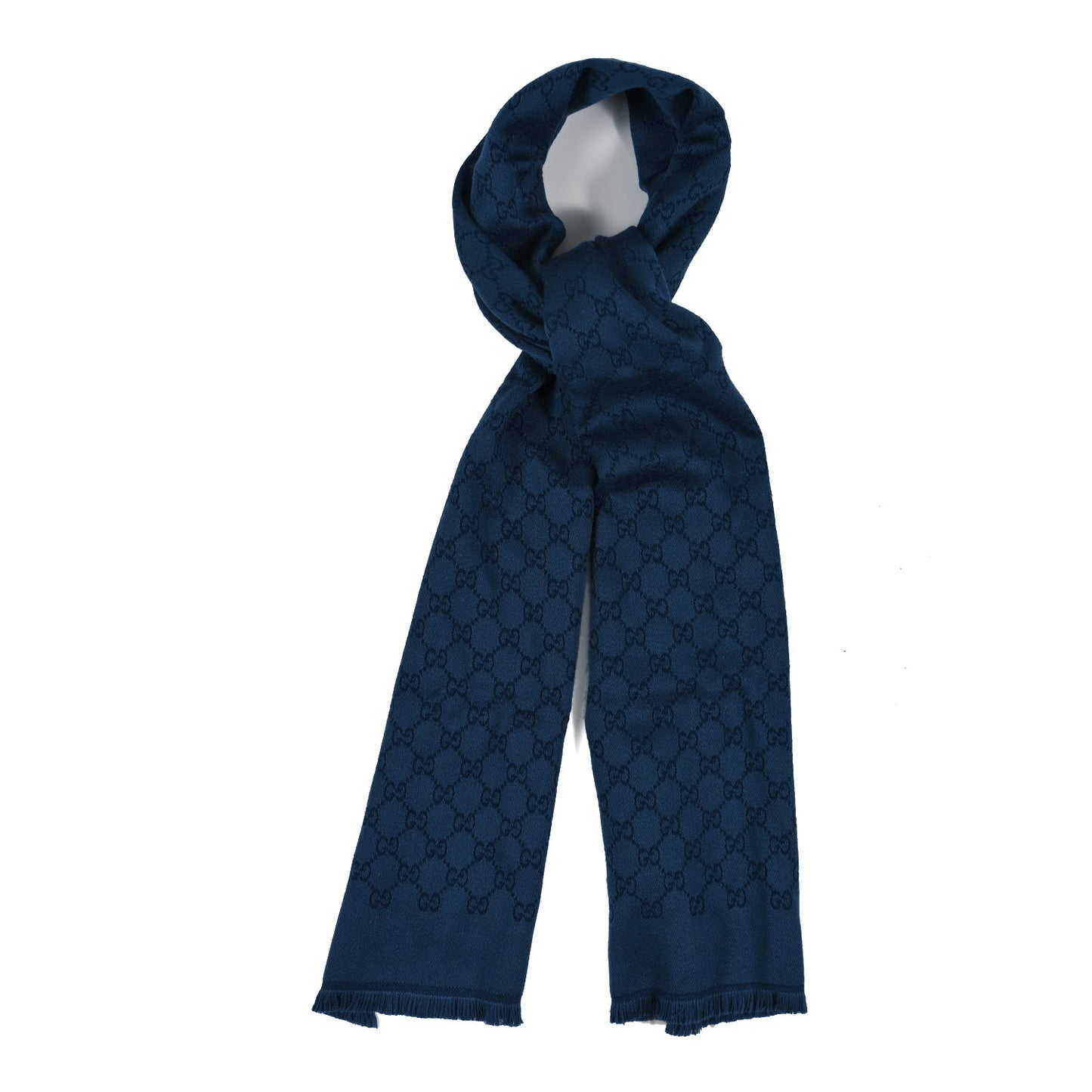 Wool Monogram Scarf Blue