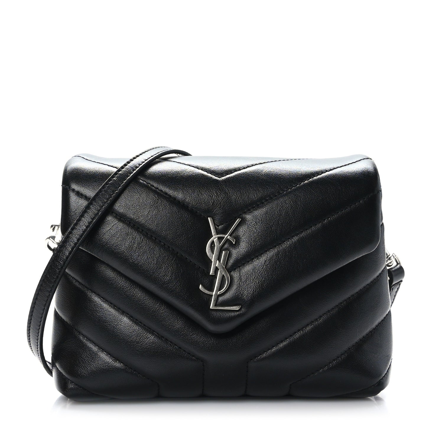 Calfskin Y Quilted Monogram Toy Loulou Crossbody Bag Black