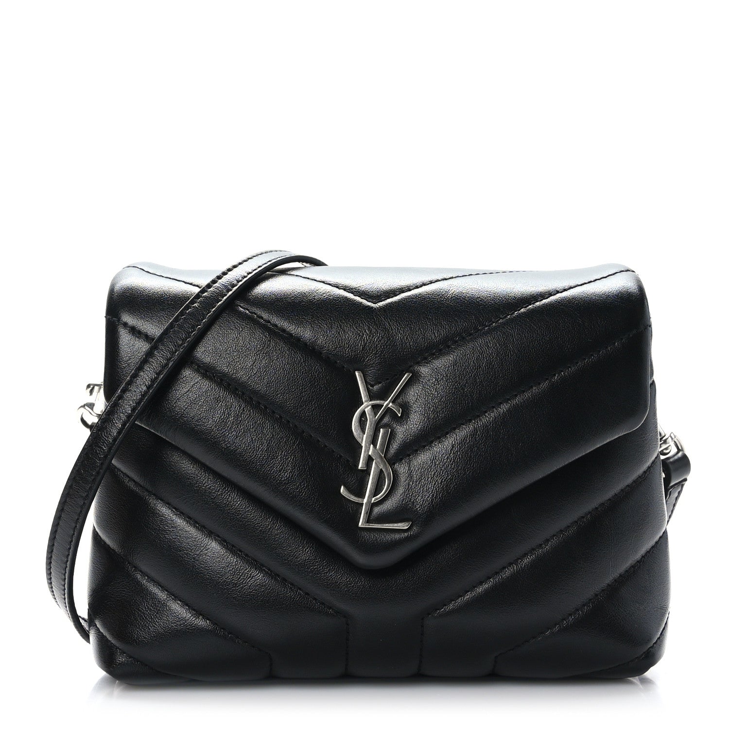 Saint Laurent Calfskin Y Quilted Monogram Toy Loulou Crossbody Bag Black 1 of 9