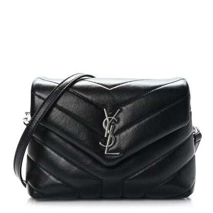 Saint Laurent Calfskin Y Quilted Monogram Toy Loulou Crossbody Bag Black 1 of 9