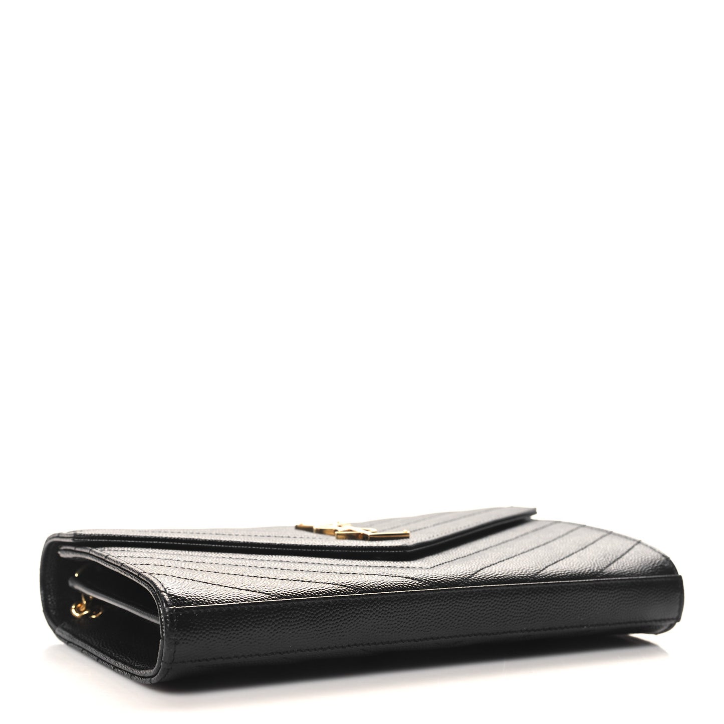 Grain De Poudre Matelasse Chevron Monogram Chain Wallet Black