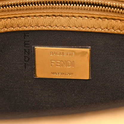 Fendi Vitello Catalan Mirror FF 1974 Embossed Baguette Gold 6 of 10