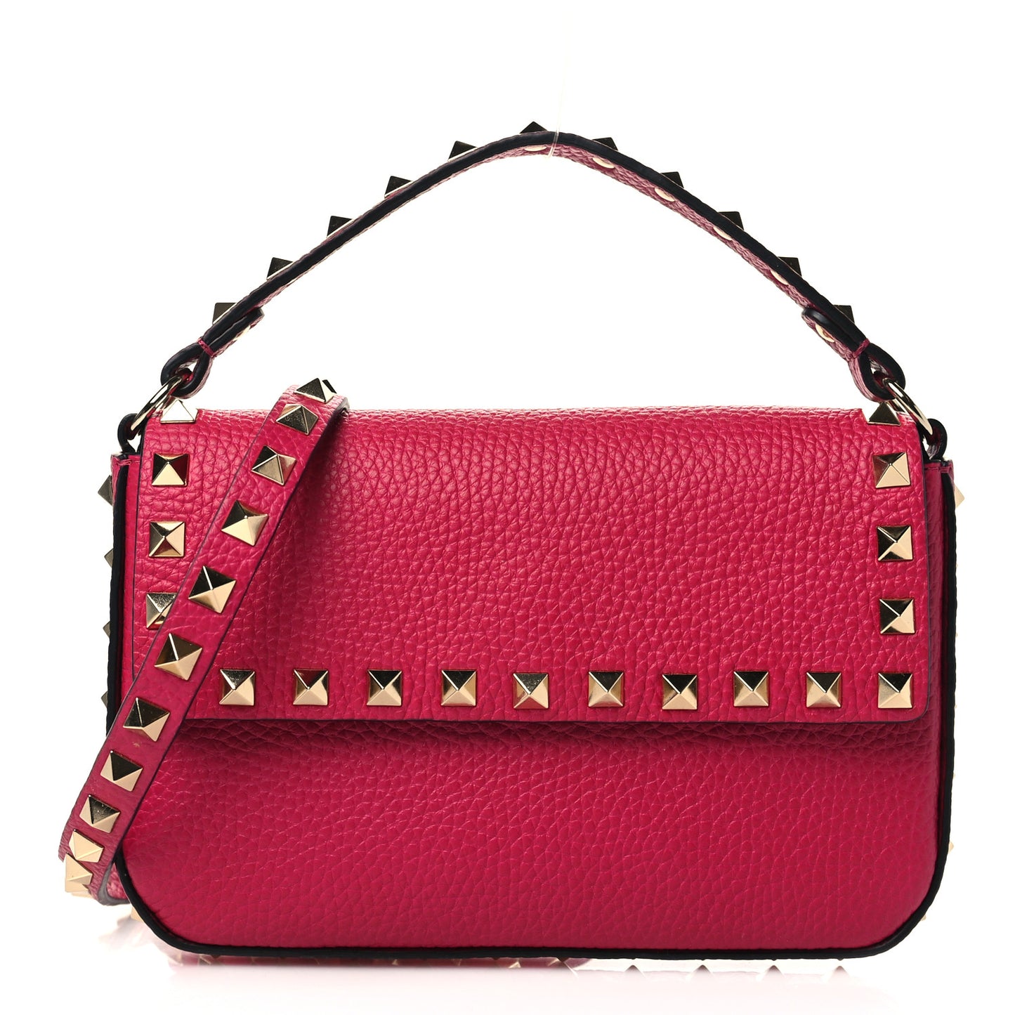Grainy Calfskin Rockstud Crossbody Pouch Blossom