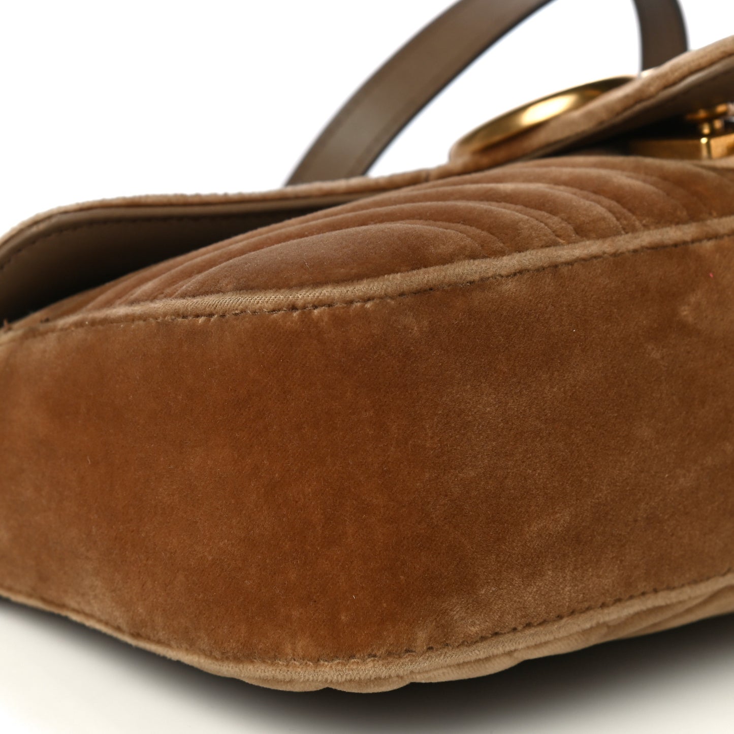 Velvet Matelasse Small GG Marmont Shoulder Bag Taupe