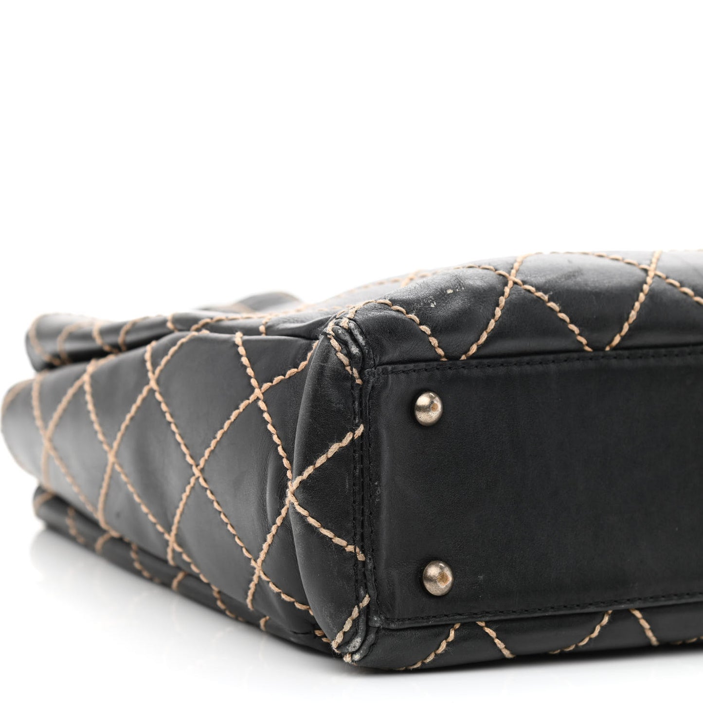 Calfskin Wild Stitch Large Tote Black