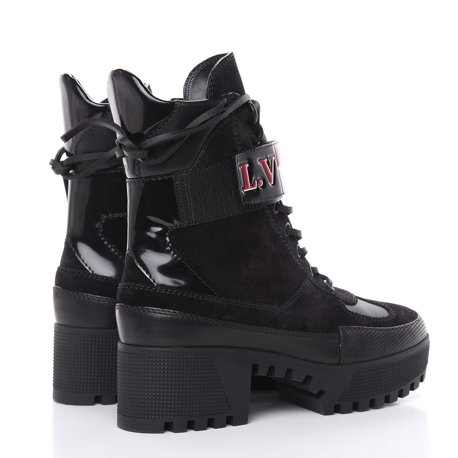 Louis Vuitton Suede Calfskin Laureate Platform Desert Boots 36 Black 4 of 7
