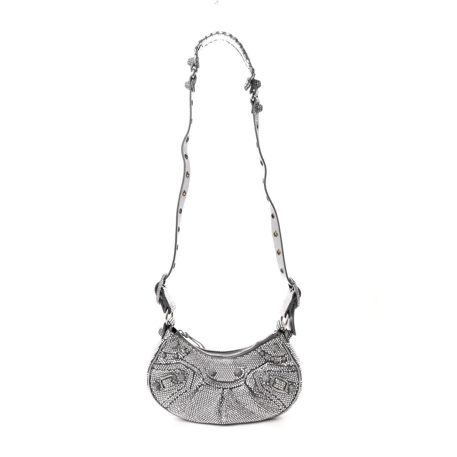 Balenciaga Rhinestone Encrusted Le Cagole Shoulder Bag XS Silver 1 of 12