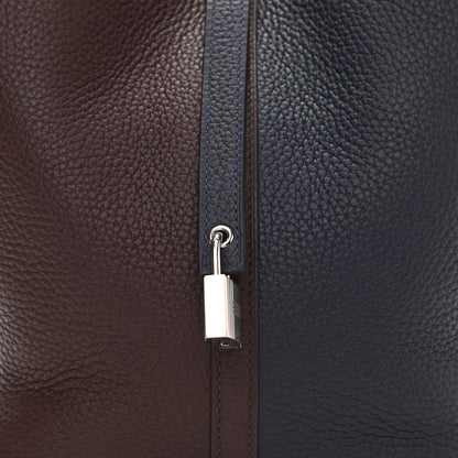 Hermes Taurillon Clemence Casaque Picotin Lock 22 MM Bleu Nuit Framboise Rouge Sellier 8 of 11