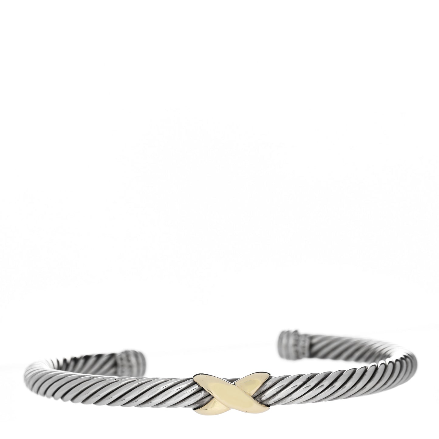 Sterling Silver 14K Yellow Gold 5mm X Station Cable Bracelet