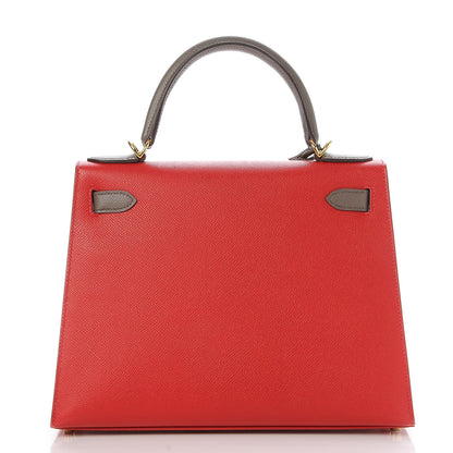 Hermes Epsom Horseshoe Kelly Sellier 28 Rouge Casaque Etain 5 of 36