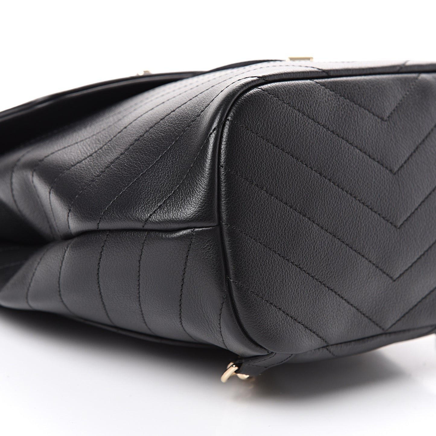 Grained Calfskin Chevron Stitched Backpack Black