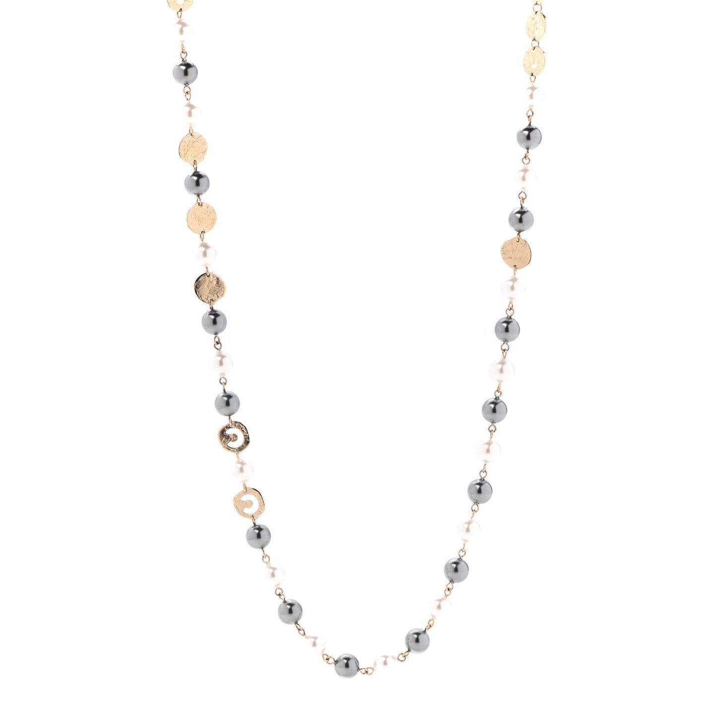 Pearl Papyrus Long Necklace Gold Pearly White Gold