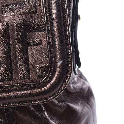 Fendi Metallic Calfskin FF Embossed Small Chef Shoulder Bag Bronze 14 of 15