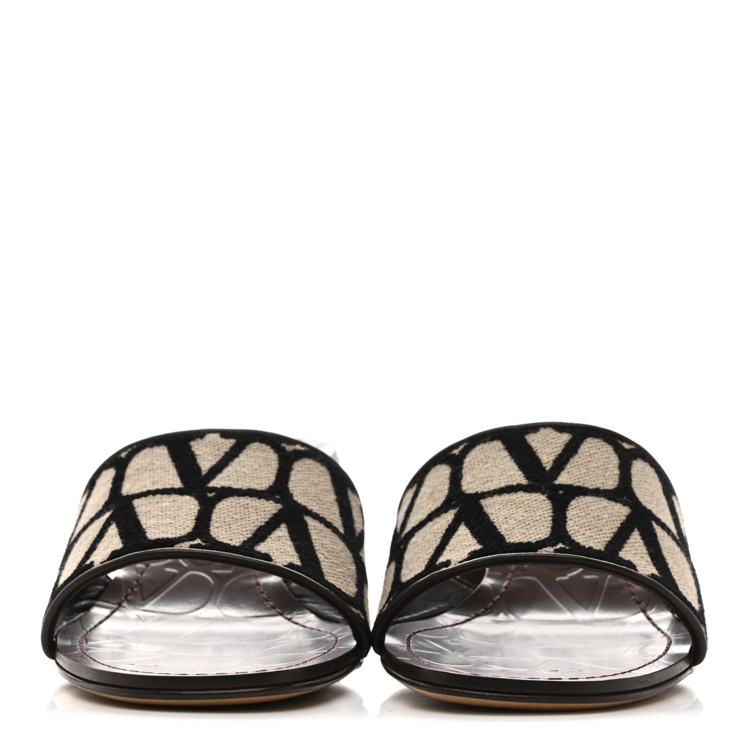 Valentino Garavani Toile Iconographe Vlogo Sandals 41  Naturale Black Brown Fondant 3 of 10