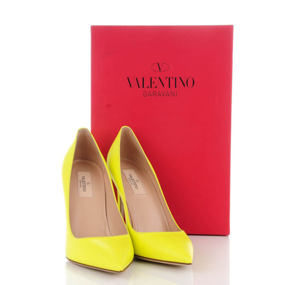 Valentino Garavani Matte Calfskin Rockstud New Plain 100mm Pumps 39 Yellow 9 of 9