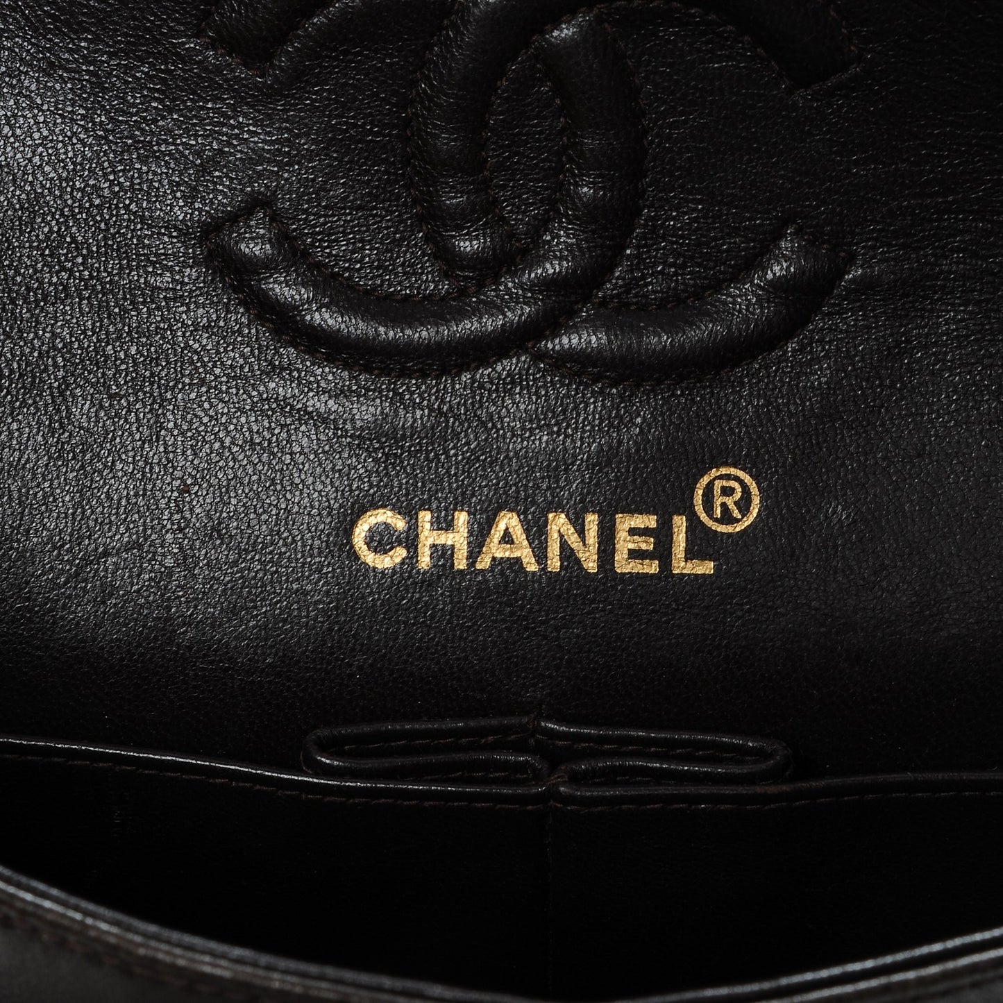 Lambskin Quilted Small Double Flap Dark Brown