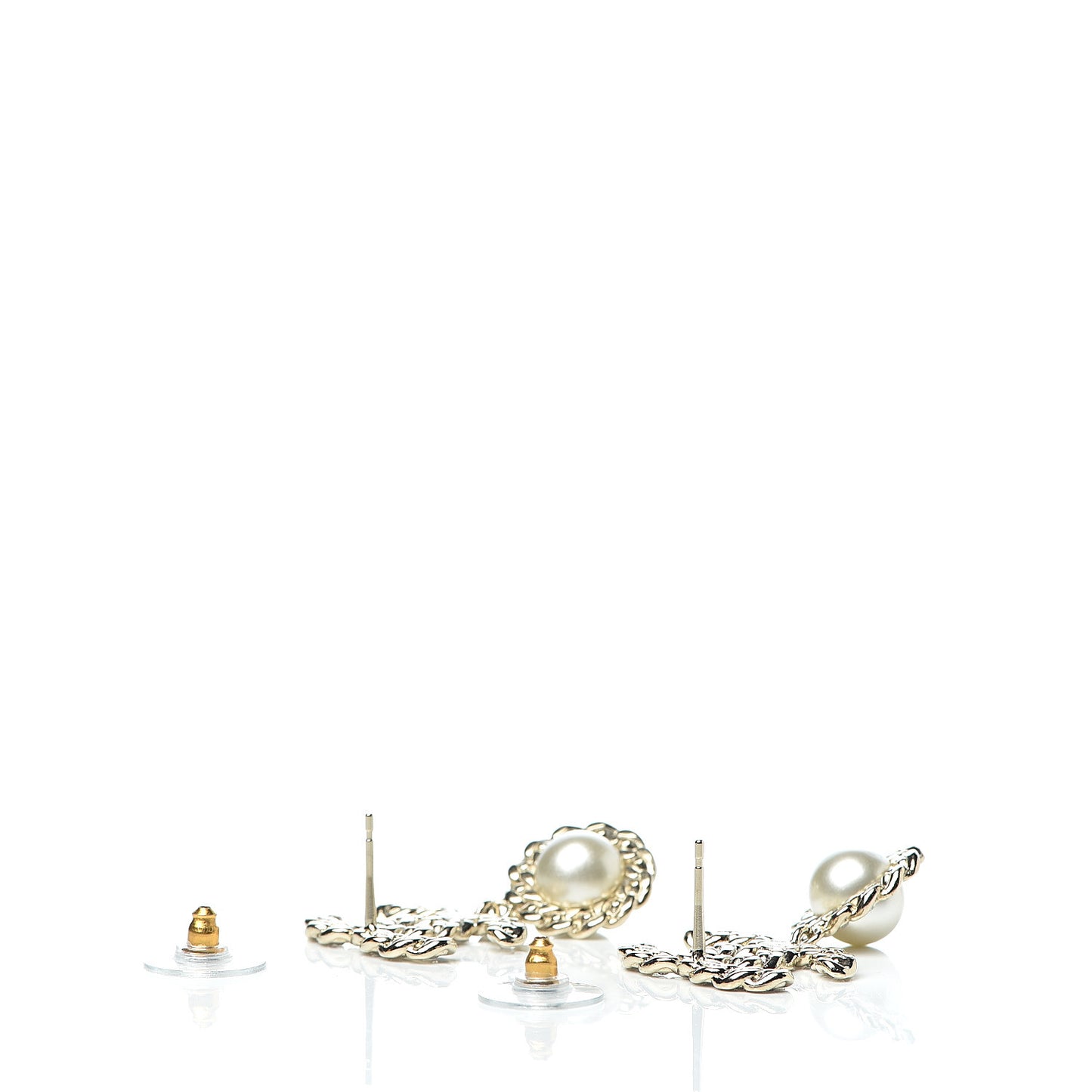 Crystal Pearl Pearls Coronation CC Drop Earrings Gold