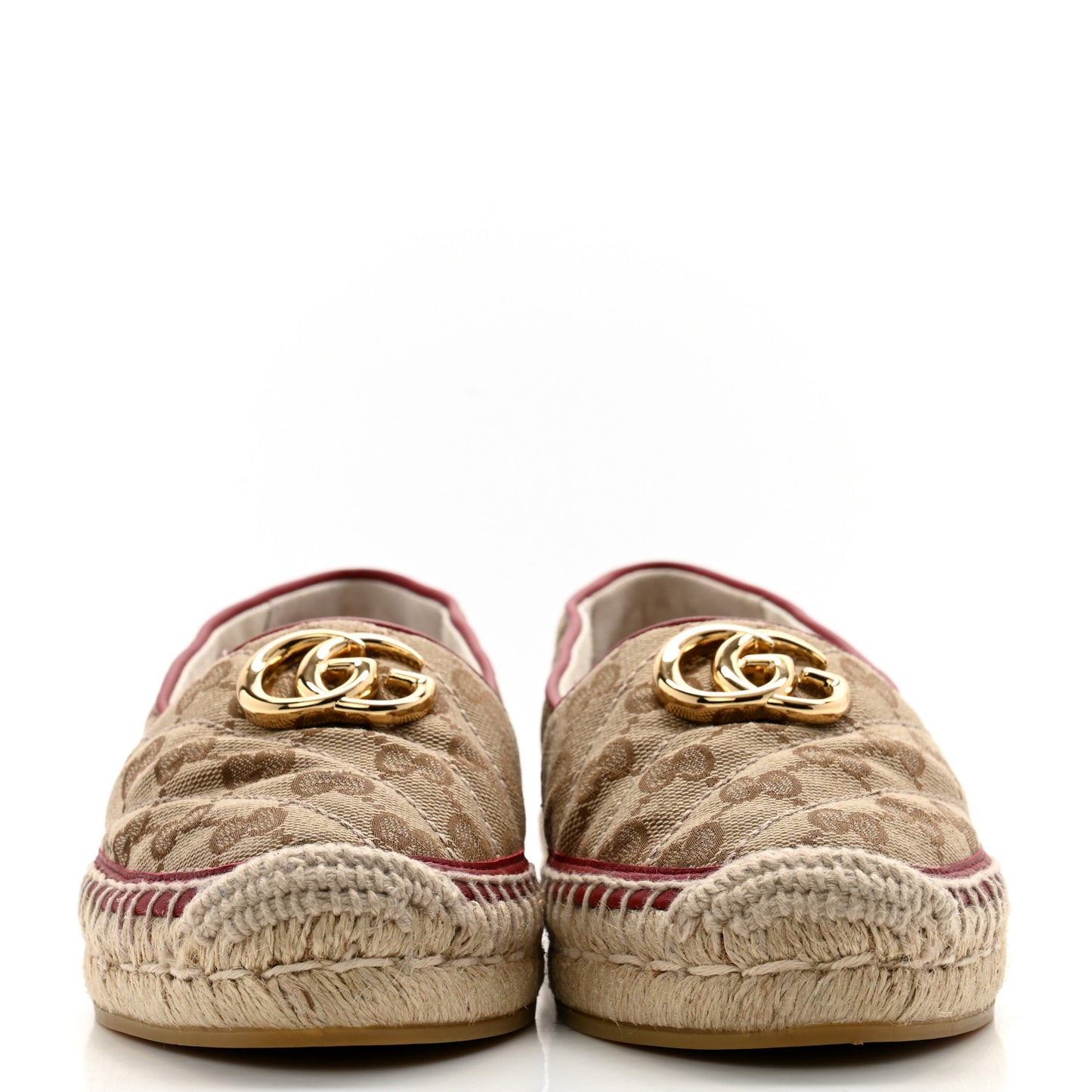 Monogram Matelasse Diagonal GG Marmont Espadrilles 36 Beige New Cherry Red