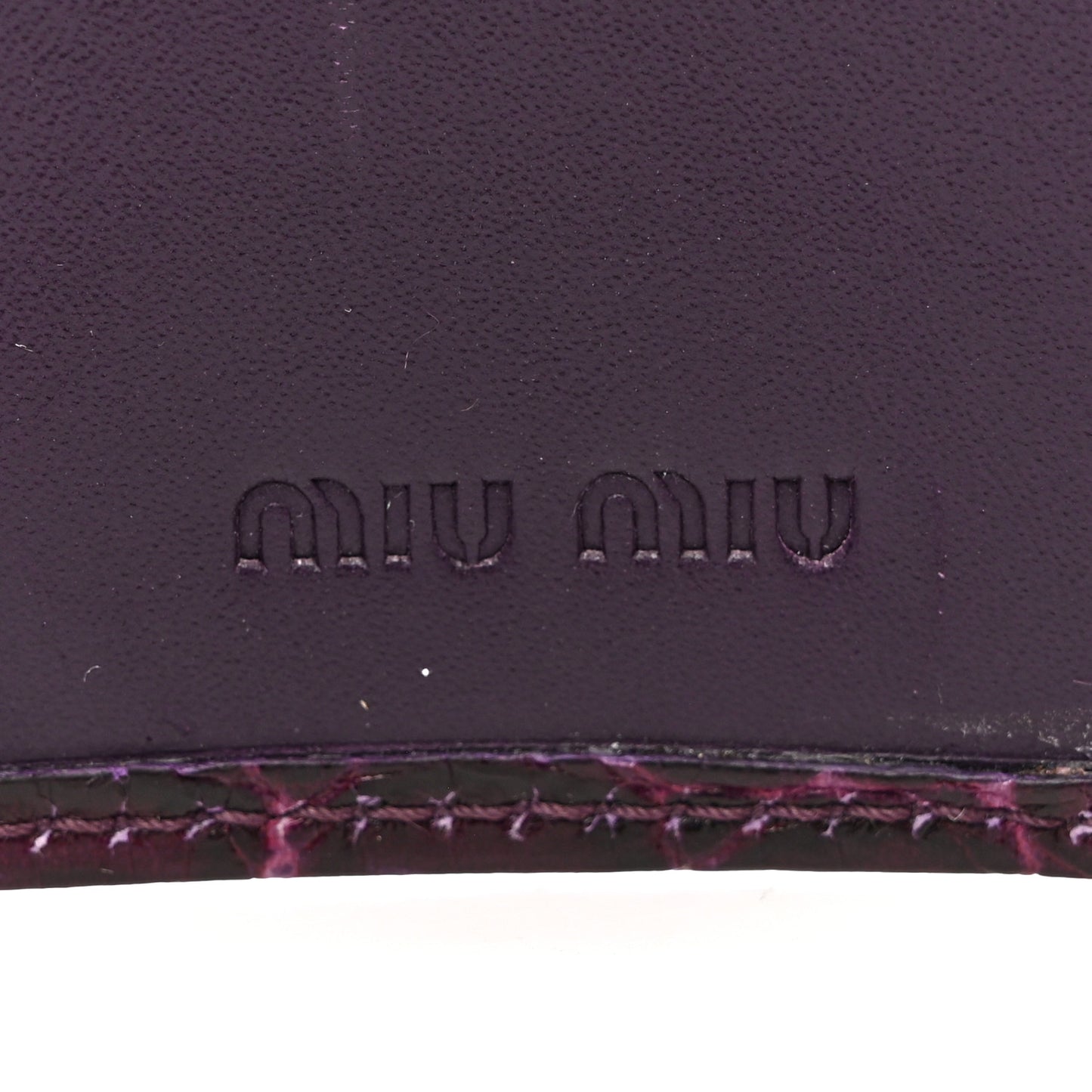 Calfskin Crocodile Embossed Card Holder Key Ring Petunia