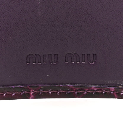 Miu Miu Calfskin Crocodile Embossed Card Holder Key Ring Petunia 6 of 11