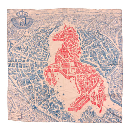 Hermes Silk La Cite Cavaliere Scarf 90 Rose The Blue Jean 1 of 3