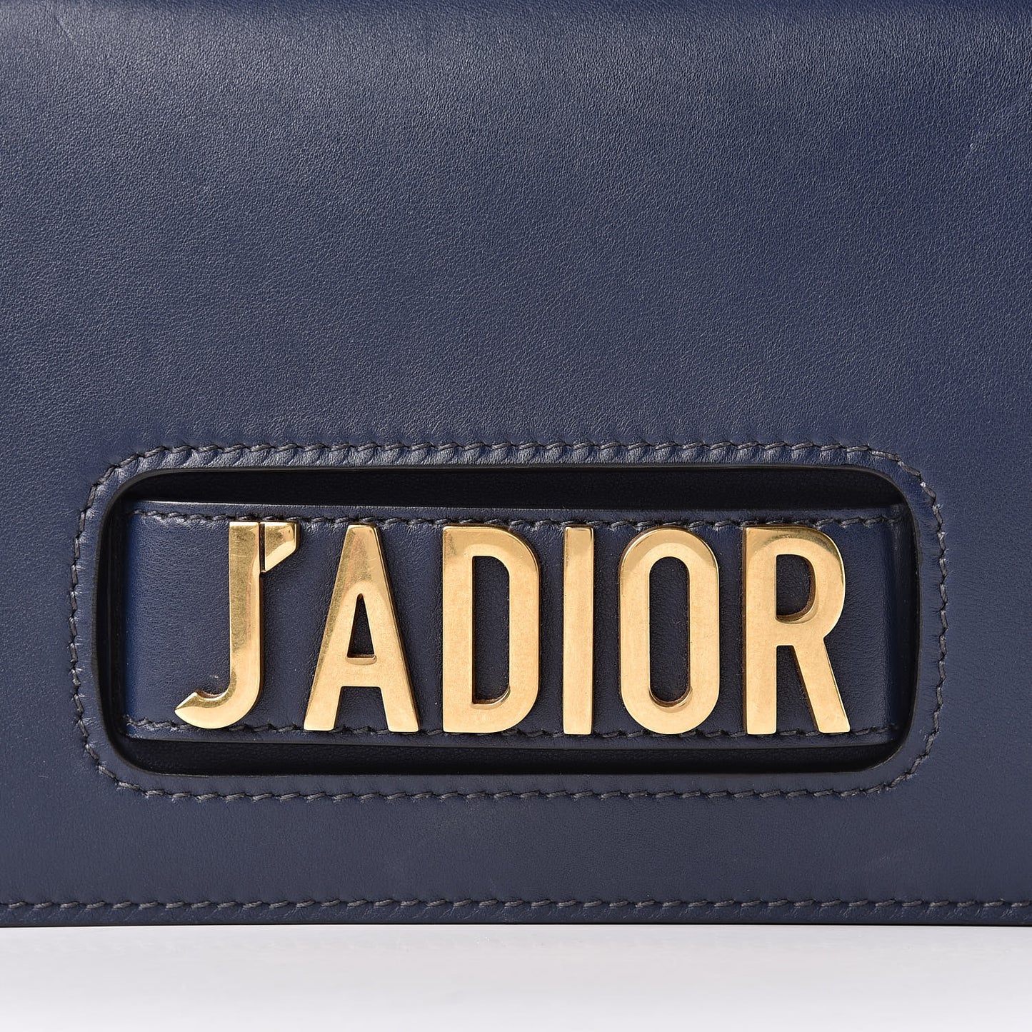 Calfskin J'Adior Chain Flap Bag Navy Blue