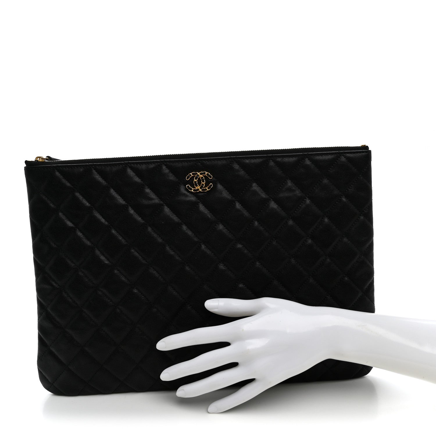 Chanel Lambskin Quilted Large Cosmetic Case Black 2 of 11