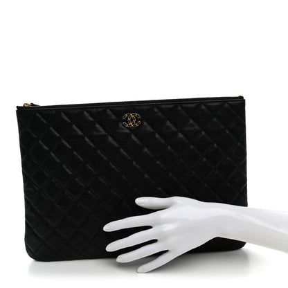 Chanel Lambskin Quilted Large Cosmetic Case Black 2 of 11