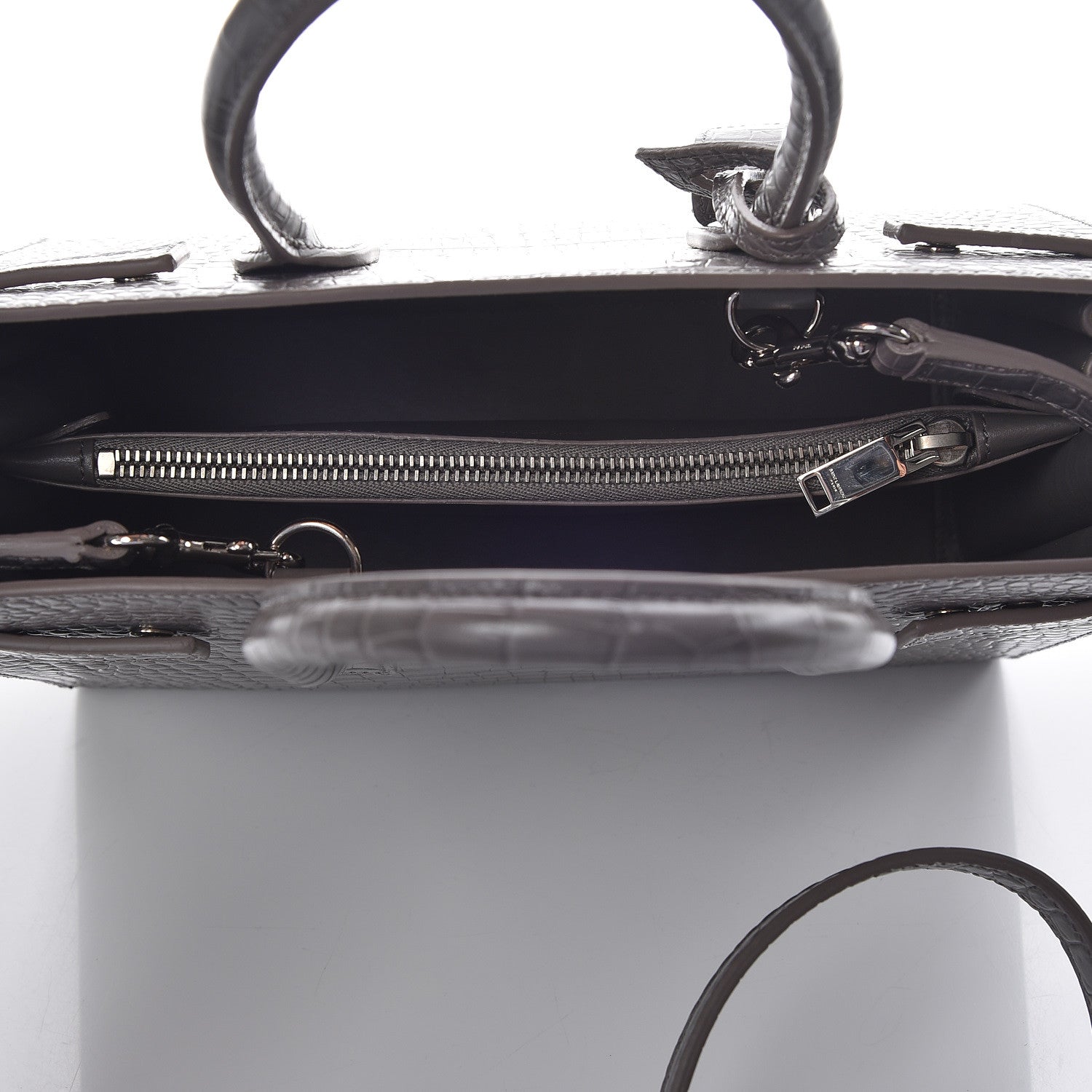 Saint Laurent Calfskin Crocodile Embossed Baby Sac De Jour Fog 7 of 9