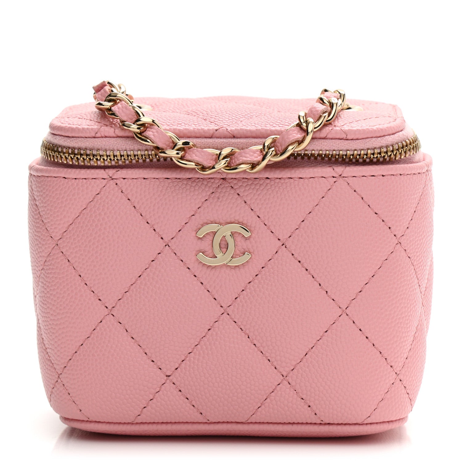 Chanel Caviar Quilted Mini Vanity Case With Chain Pink 1 of 9