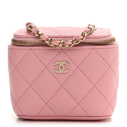 Chanel Caviar Quilted Mini Vanity Case With Chain Pink 1 of 9