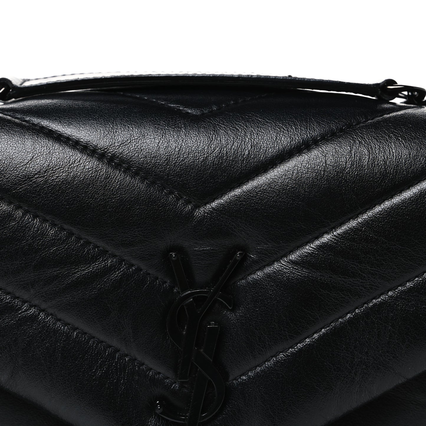 Calfskin Y Quilted Monogram Monochrome Small Loulou Chain Satchel Black