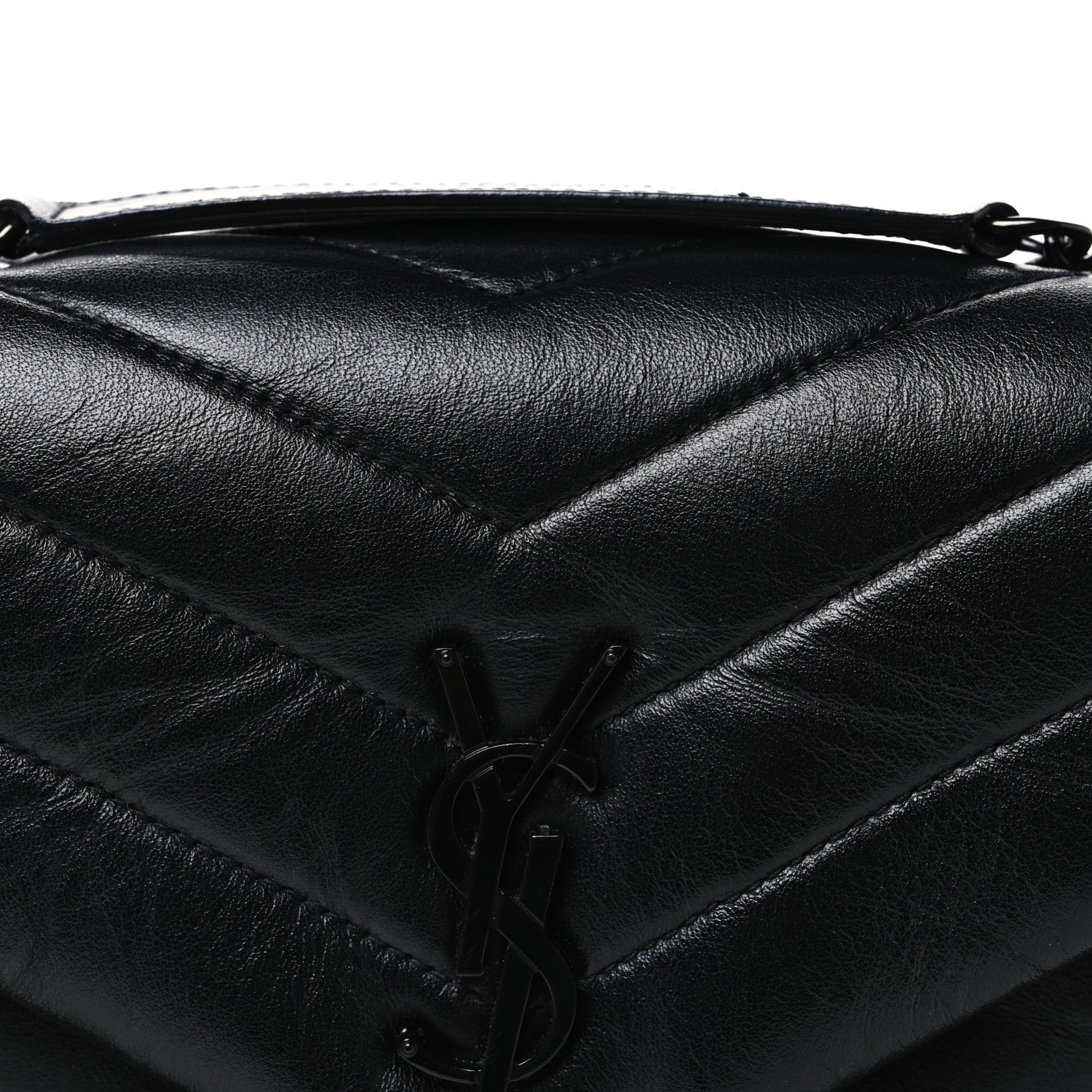 Saint Laurent Calfskin Y Quilted Monogram Monochrome Small Loulou Chain Satchel Black 8 of 10