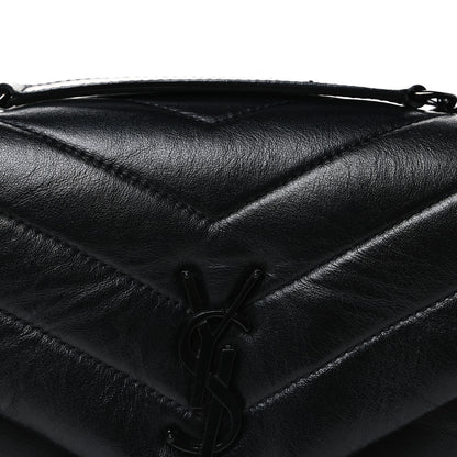 Saint Laurent Calfskin Y Quilted Monogram Monochrome Small Loulou Chain Satchel Black 8 of 10