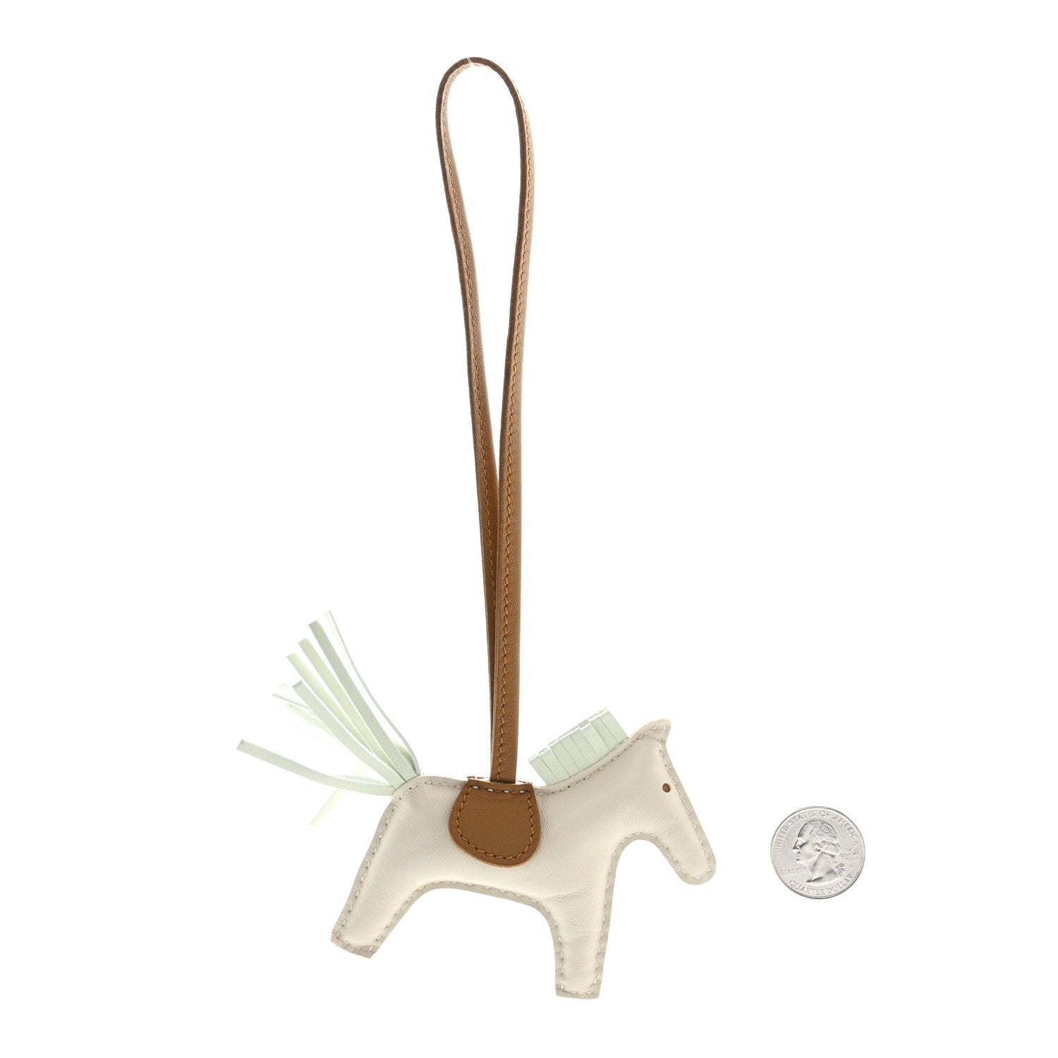 Hermes Milo Lambskin Grigri Rodeo Horse Bag Charm PM Craie Vert Fizz Kraft 2 of 4