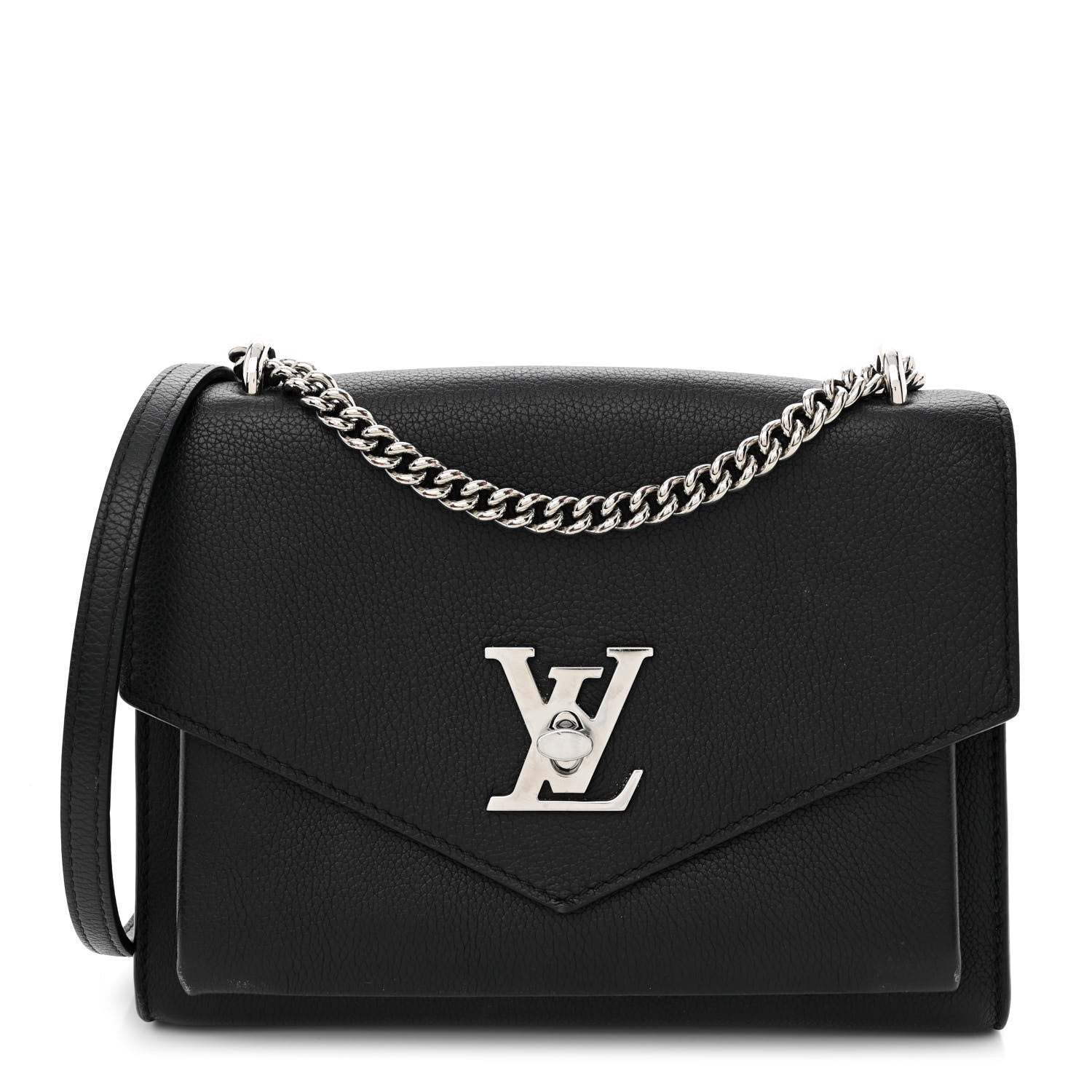 Louis Vuitton Soft Calfskin Mylockme Chain Bag BB Black 1 of 10