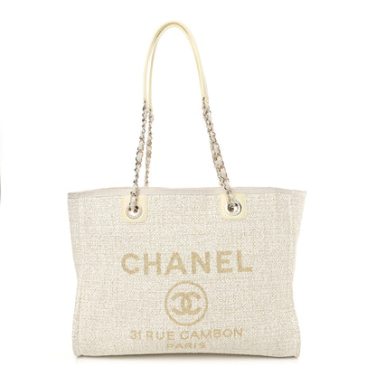 Chanel Lurex Boucle Small Deauville Tote Ivory 1 of 9
