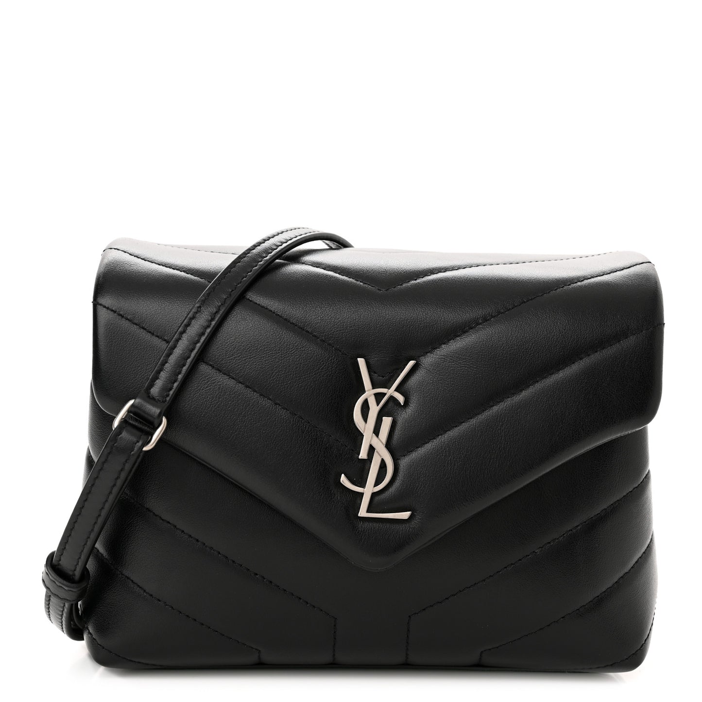 Calfskin Y Quilted Monogram Toy Loulou Crossbody Bag Black